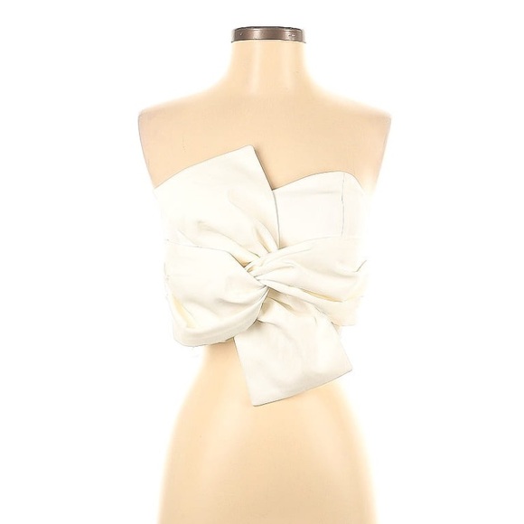 CHICWISH White Knotted Bow Strapless Crop Top NWT - Picture 4 of 8